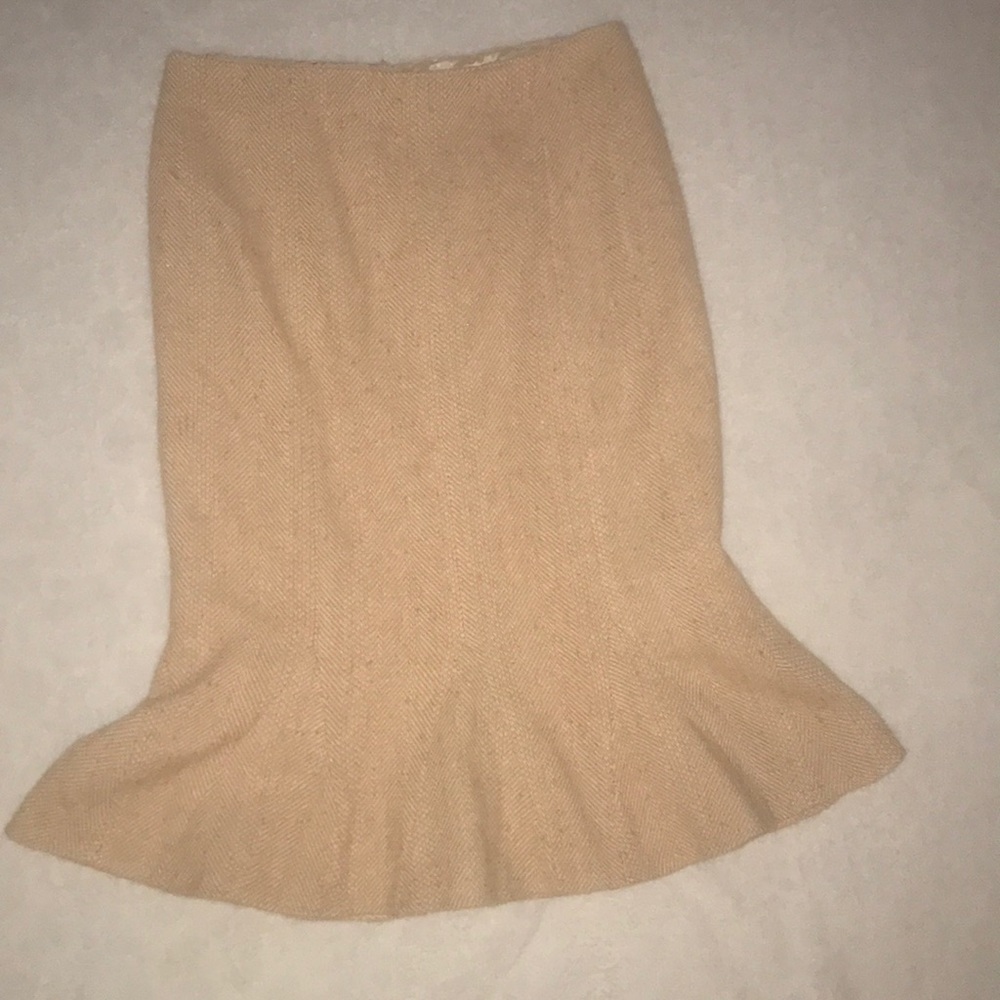 David Meister Wool Blend Ruffle Hem Skirt